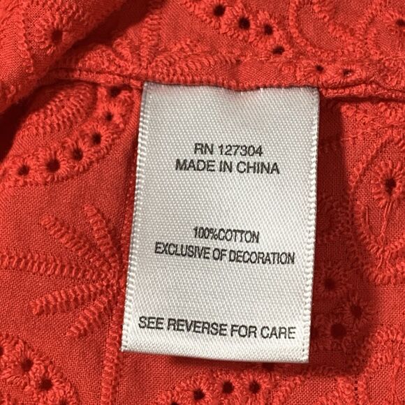 John Mark Red Eyelet Ruffle 3/4 Sleeve Plus Size 2X Blouse Women’s - Picture 7 of 7